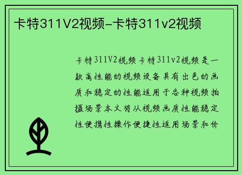 卡特311V2视频-卡特311v2视频